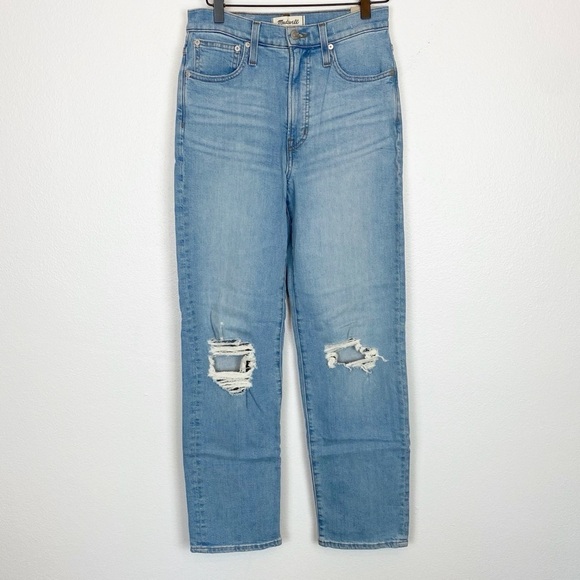 Madewell The Perfect Vintage Straight Jean in Danby Wash: Knee-Rip Edition - Picture 3 of 8